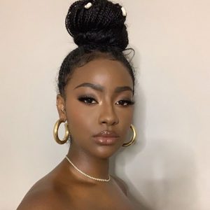 Beautiful top knot hairstyle with box braids 